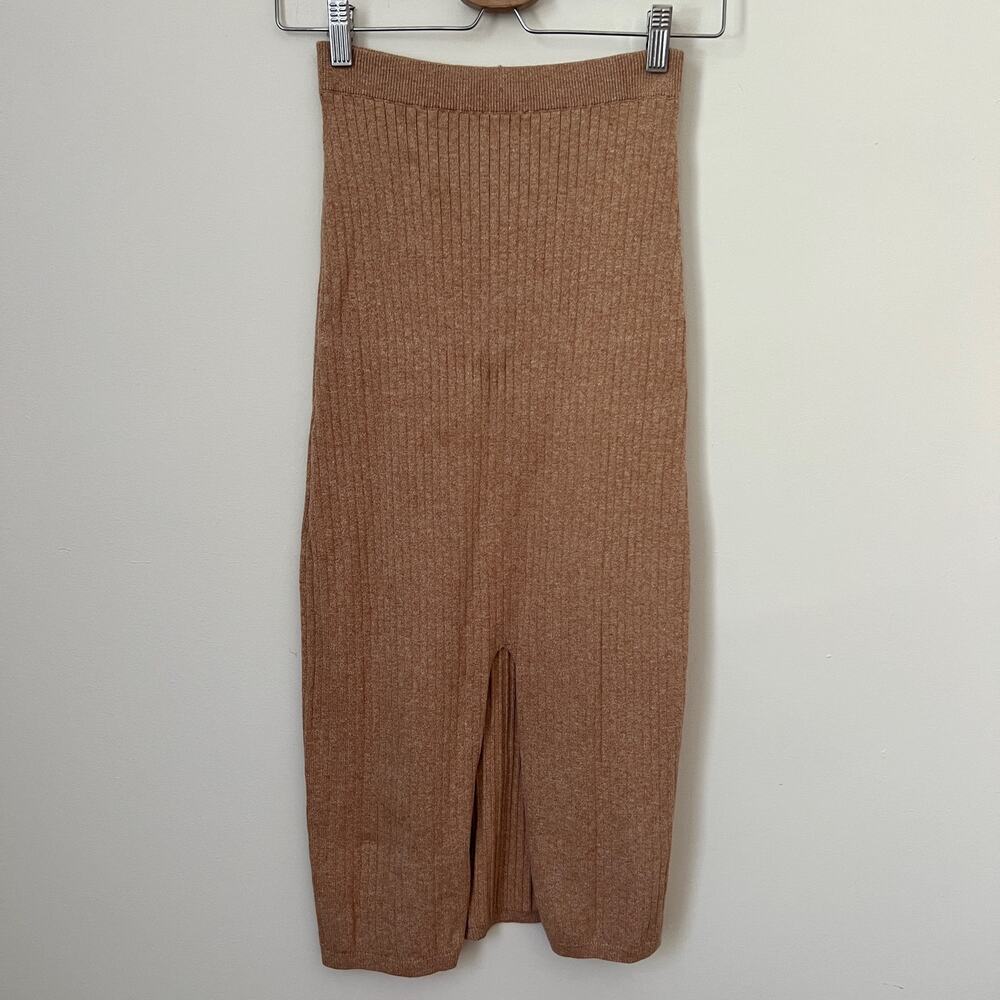 Free People Rust Orange Knit Ribbed Pencil Skirt Size XS